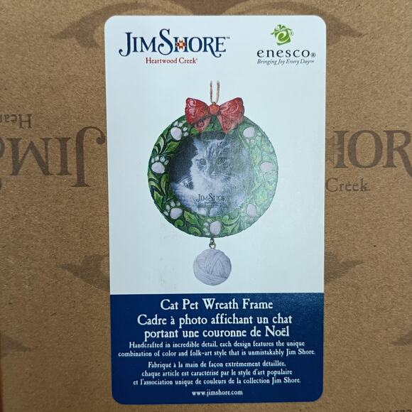 Jim Shore Heartwood Creek Cat Wreath Photo Frame Ornament NIB Enesco - Picture 5 of 6